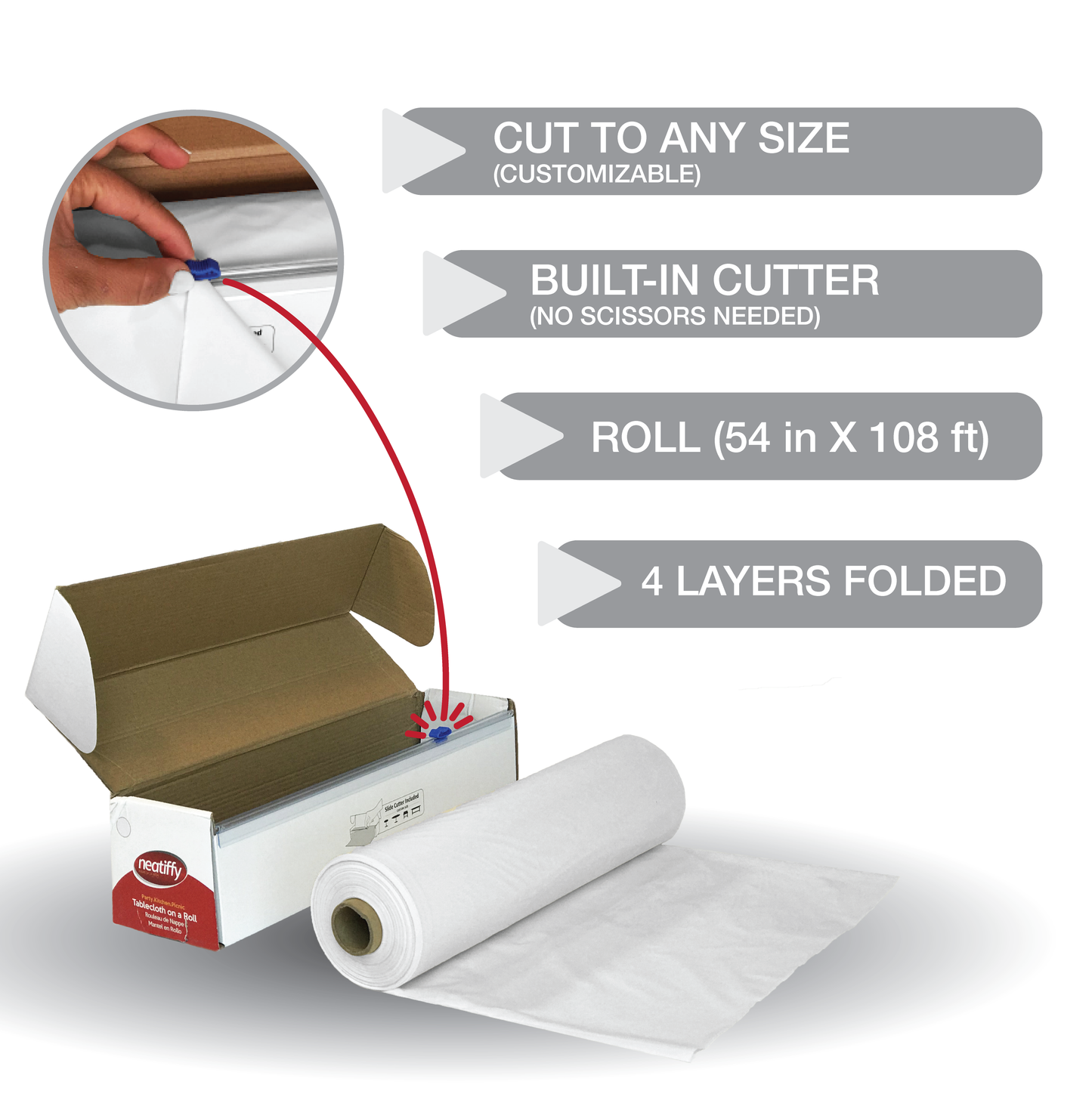 White Disposable Plastic Table Cloth Roll - 54 in x 108 Ft