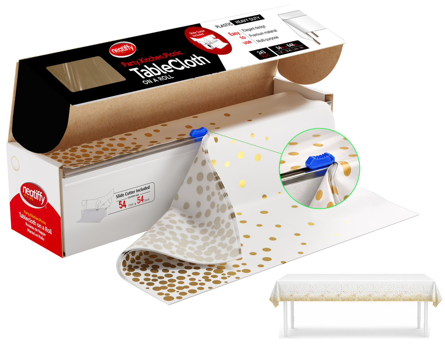 Red-Checkered Disposable Plastic Table Cloth Roll - 54 in x 54 Ft